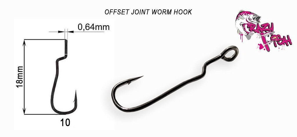 Офсетный крючок CF Offset Joint Worm Hook №10 15 шт