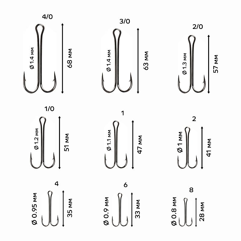 Двойной крючок CF Long tail double hook №4 5 шт