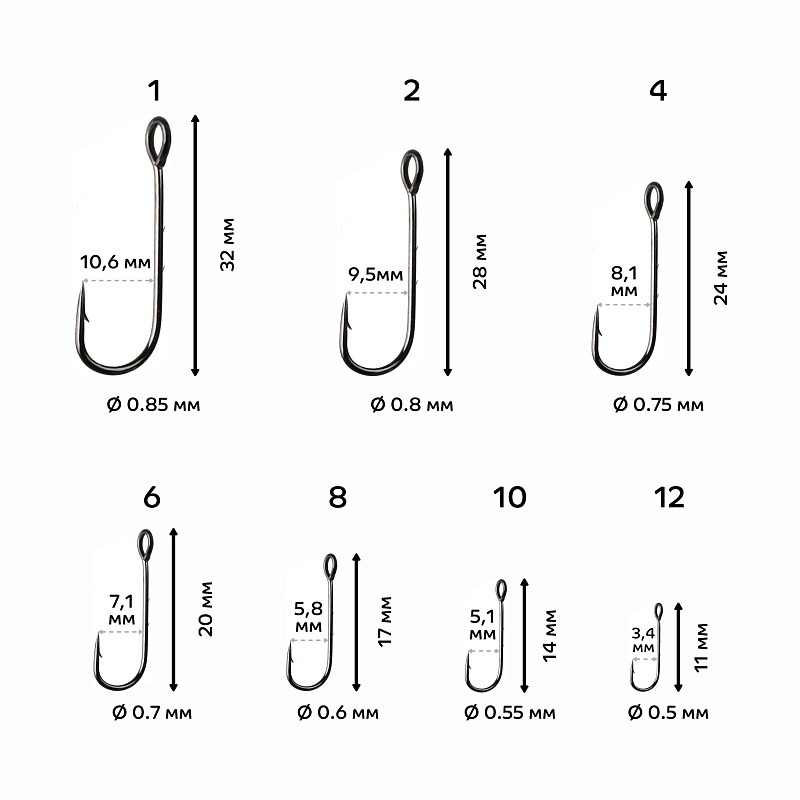 Одинарный крючок CF Round bent hook №4 10 шт