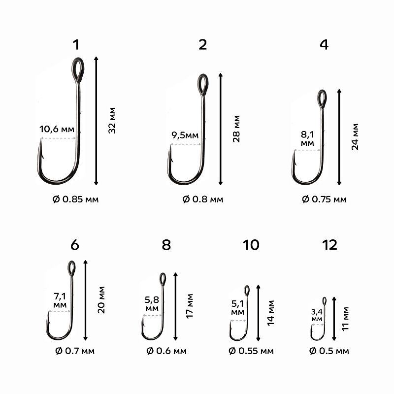 Одинарный крючок CF Round bent hook №2 10 шт