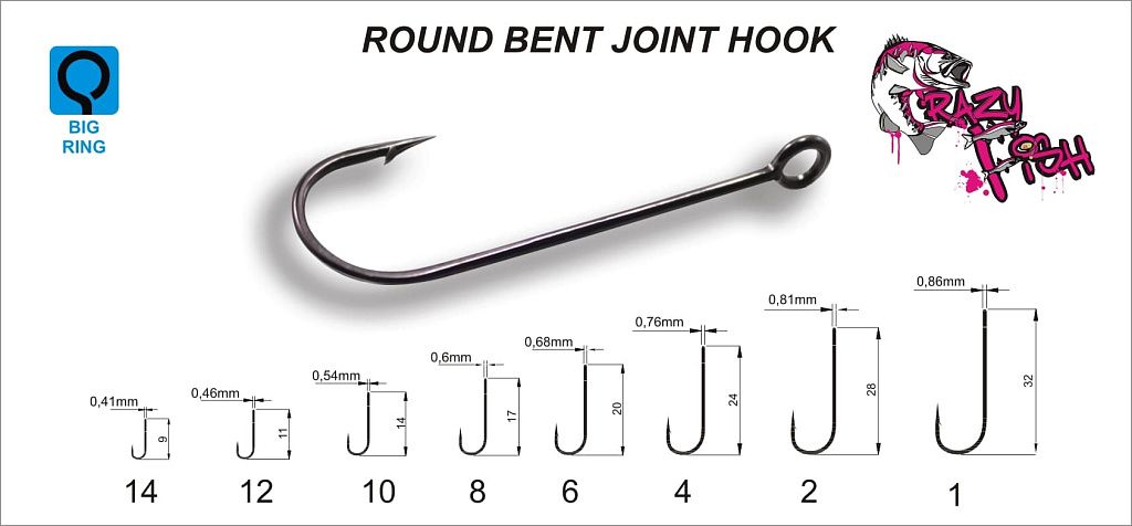 Одинарный крючок CF Round Bent Joint Hook №14 1000 шт