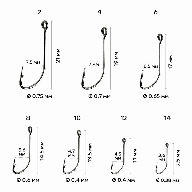 Одинарный крючок CF S hook №8 10 шт, серебряный