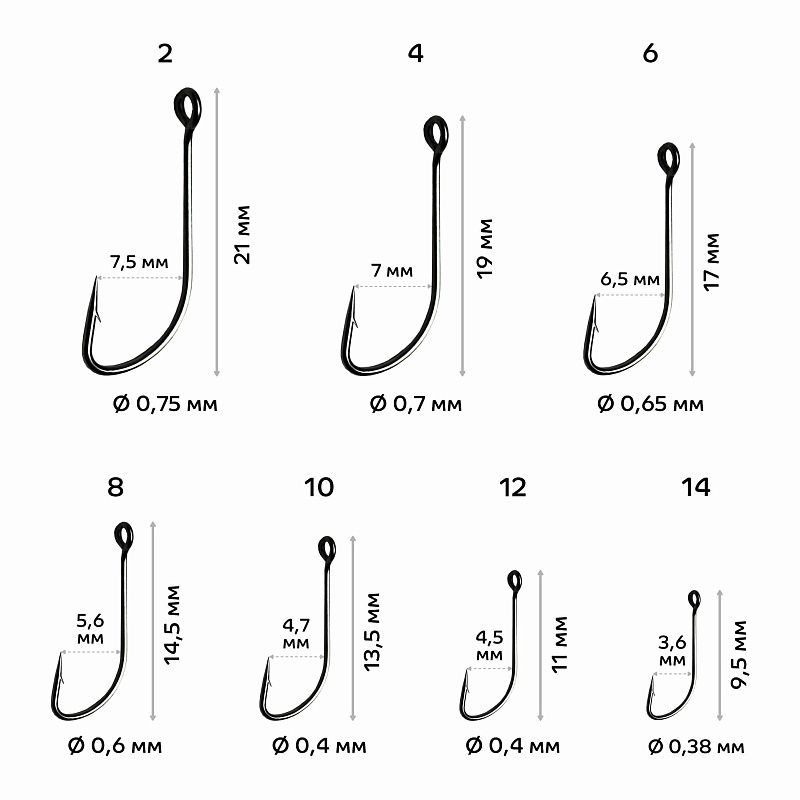 Одинарный крючок CF S hook №8 10 шт, черный